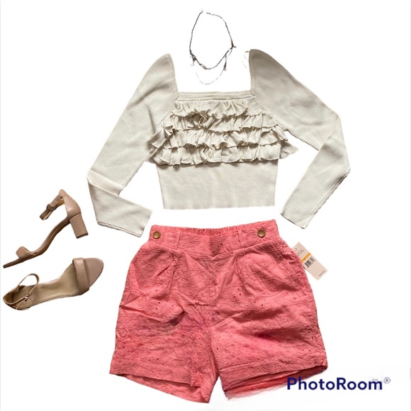 Nanette Lepore Coral, Luxury, Pull -On Embroidered Shorts, Small - Picture 15 of 16